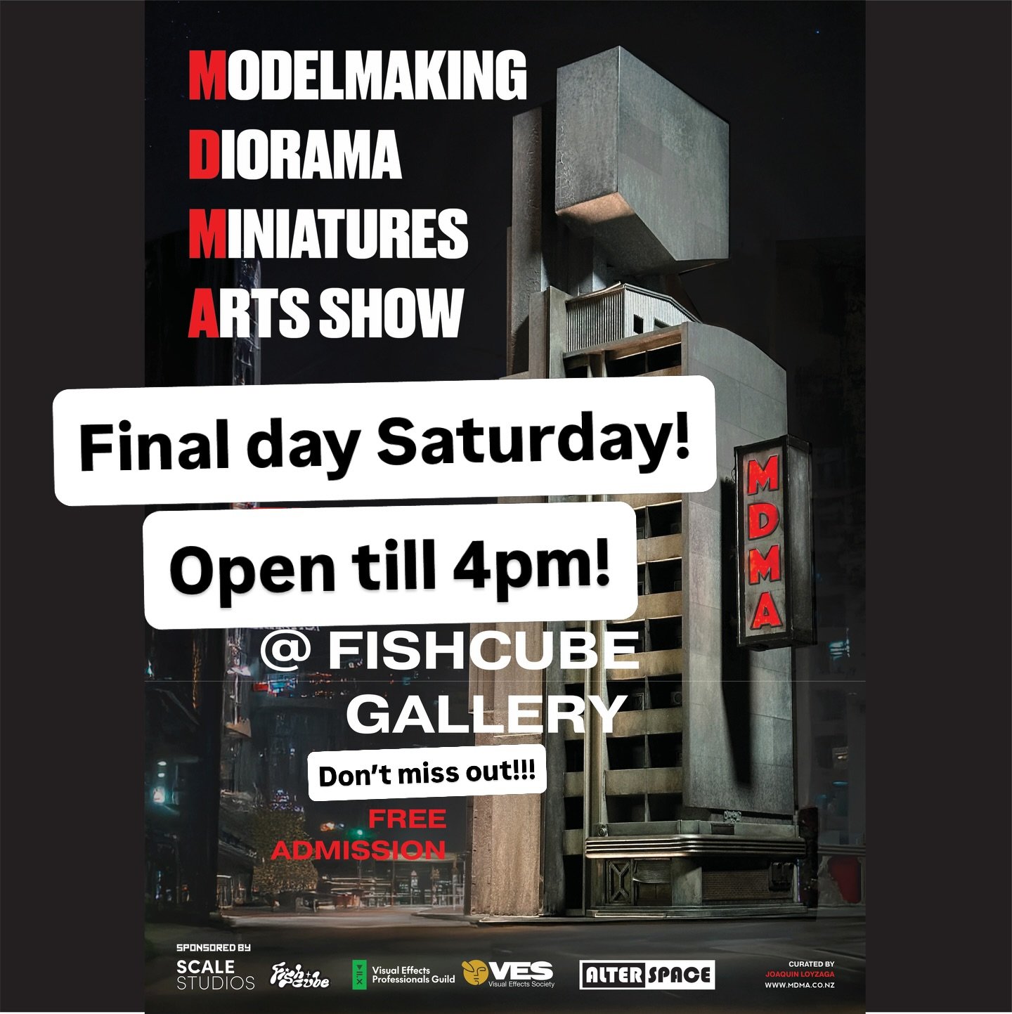 It&rsquo;s our last day! All good things must come to an end! 
Make sure you make it out to see the most amazing set of Modelmaking, Diorama and Miniature Artworks by some of New Zealand&rsquo;s most incredible artists. 
DON&rsquo;T miss out!!!