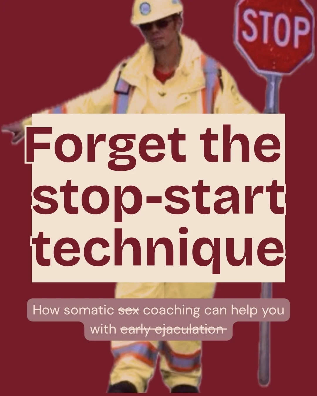 Stop-start is a widely used technique for EE but it&rsquo;s hit &amp; miss 

What you really want to work on is calming your body down so that you can still feel the yum parts of intimacy and don&rsquo;t need distractions

One way this post talks abo
