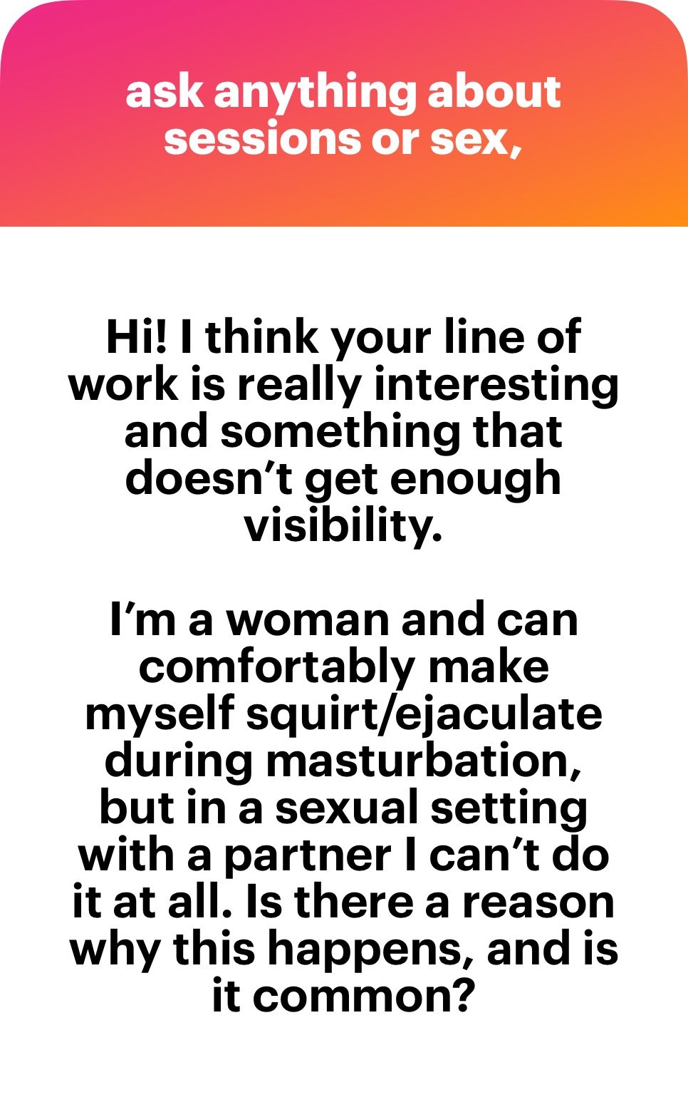 Ask Michaela: Why Can I Squirt During Masturbation but Not With a Partner?