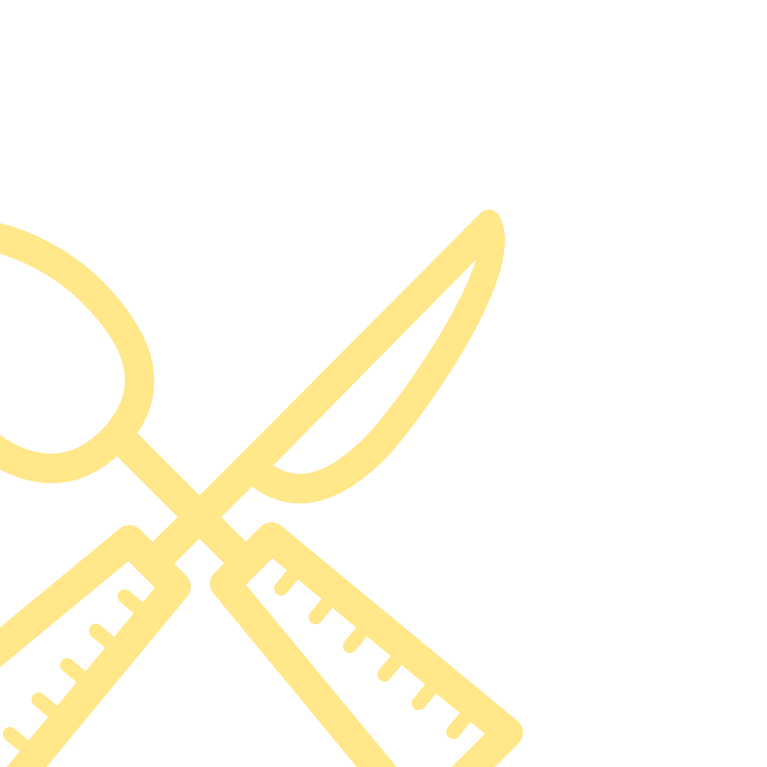 Myllyrannan keltainen logoikoni jossa lusikka ja veitsi ristikkäin.