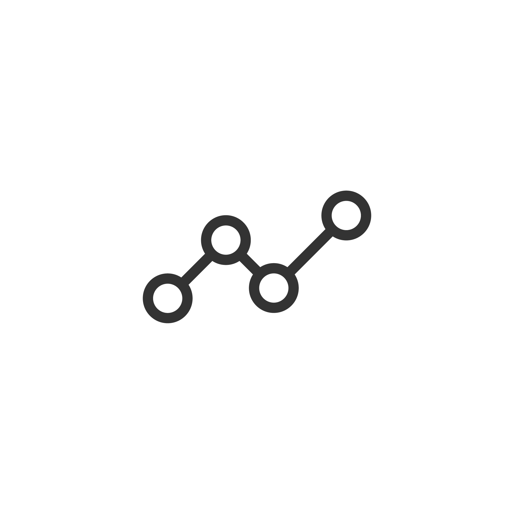 Black background with a gray abstract line graph with five circular nodes.