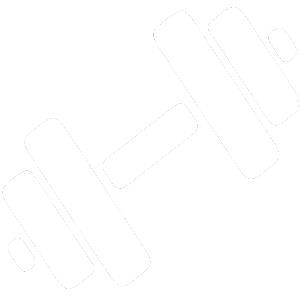 A white symbol of a barbell with weights on both ends on a black background.