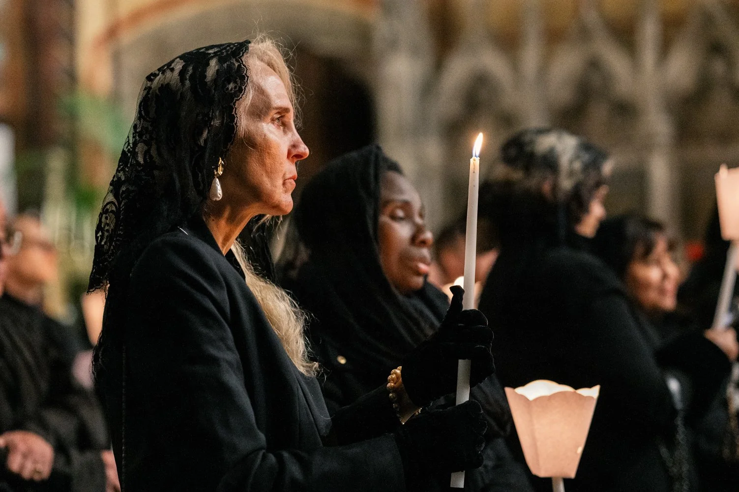 Cérémonie du chemin de croix à la Cathédrale de Perpignan.