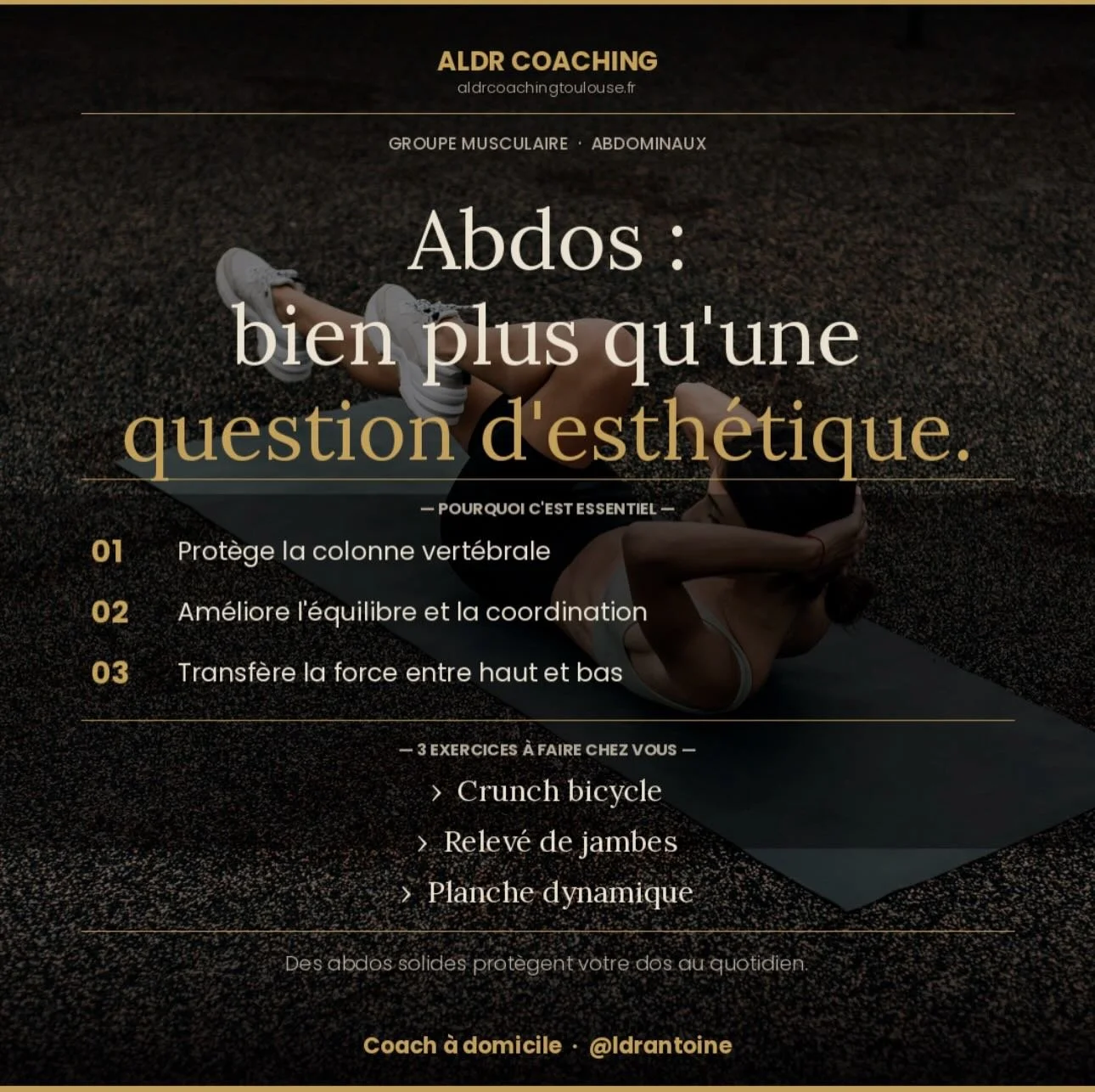 &laquo;&nbsp;Des abdos solides prot&egrave;gent votre dos au quotidien&nbsp;&raquo;

#abdos #sportmotivation #sportdomicile #motivation