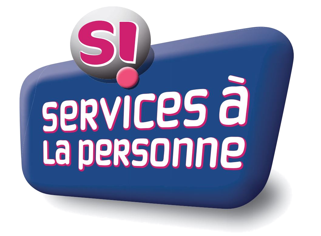 Logo avec le texte "Si services à la personne" en français sur un fond bleu.