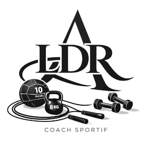 Logo de la marque ED Rapid avec équipement de fitness tel qu'un ballon de médecine, un kettlebell, des haltères et une corde à sauter.