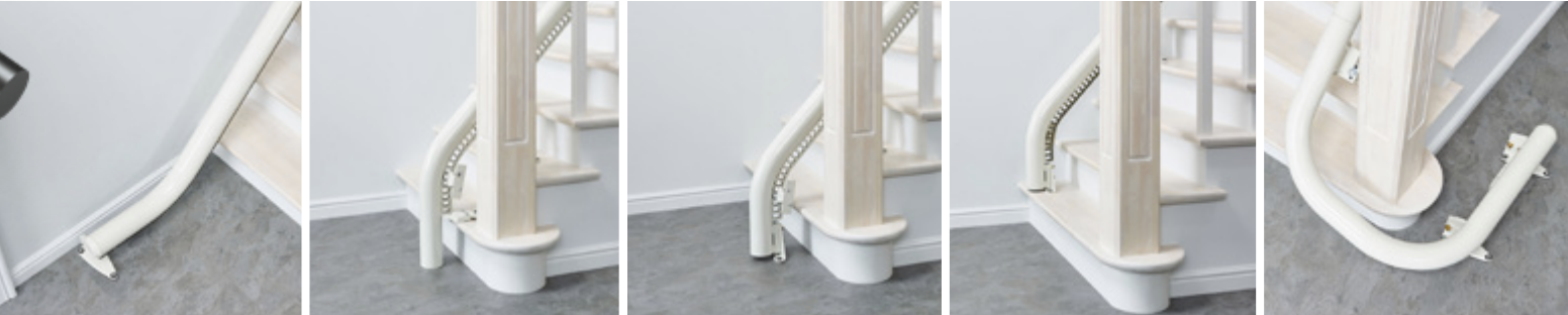 Bilde av fem ulike muligheter for avslutning av skinne nede. Foto: TK Home Solutions