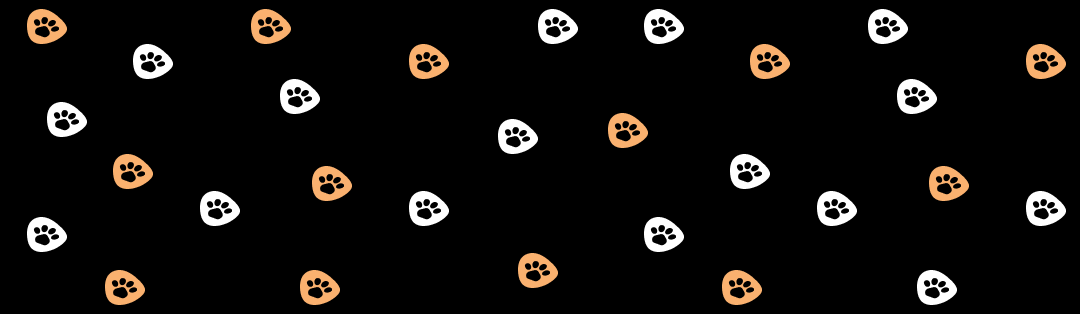 Motifs de pattes d'animaux blancs et bruns dispersés sur un fond noir.