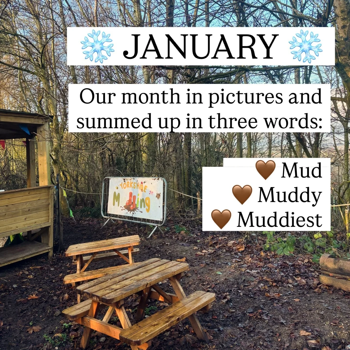 January a.k.a. the muddiest month of the year for us forest school folk. We made it through though and February is looking gorgeous already! ☀️

Our January looked like:

❄️ Playing in snow and observing animal tracks 
🪱Finding worms and measuring t