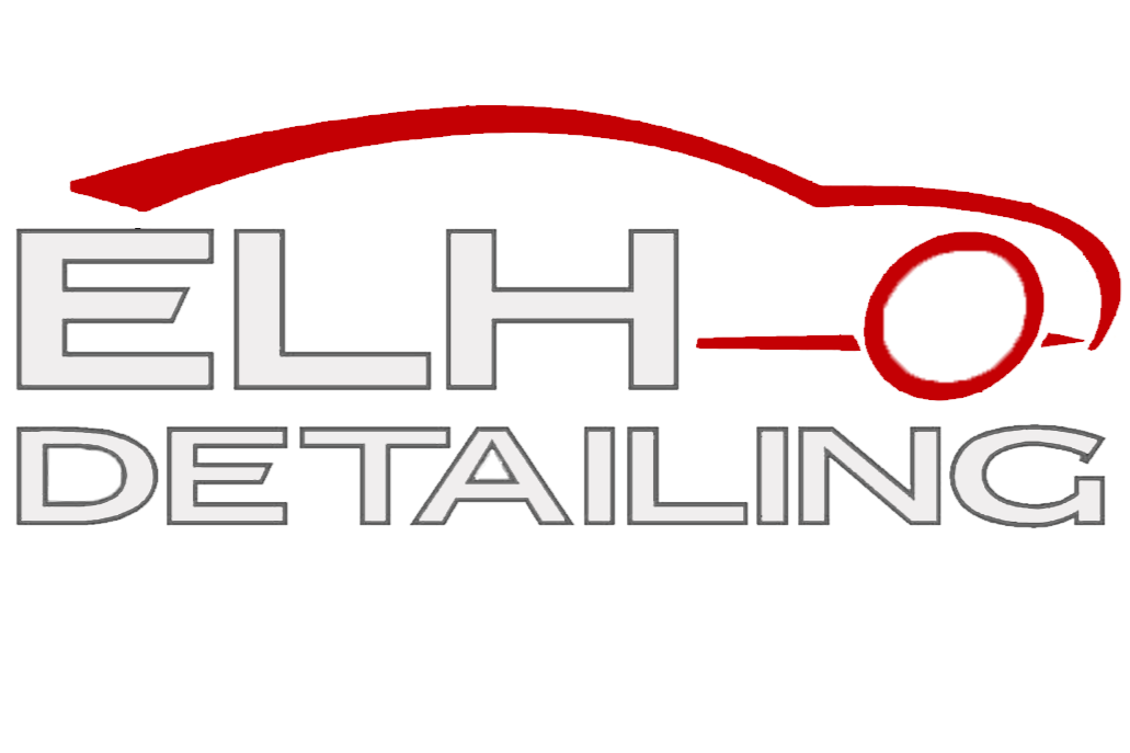 ELH Detailing logo with stylized text and a red and light blue swoosh design