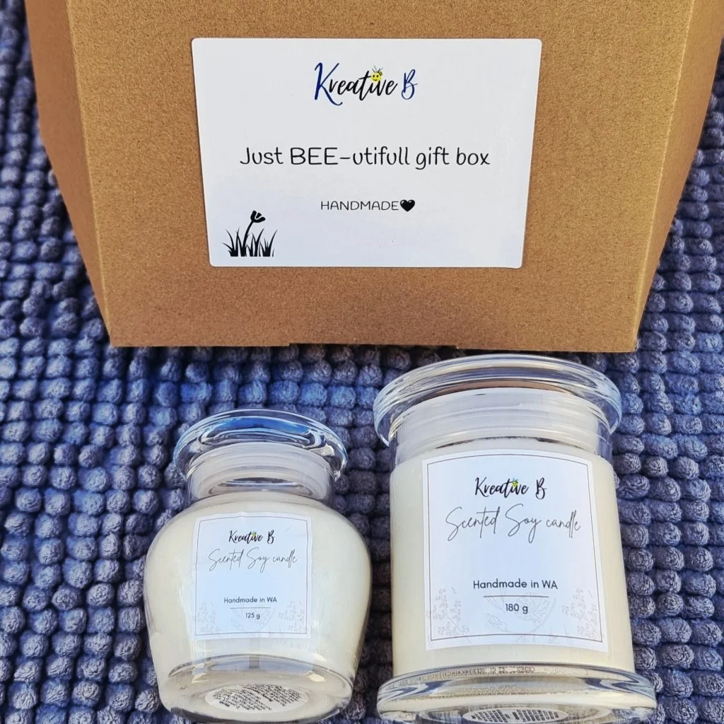 BEEutiful handmade box candle set floral