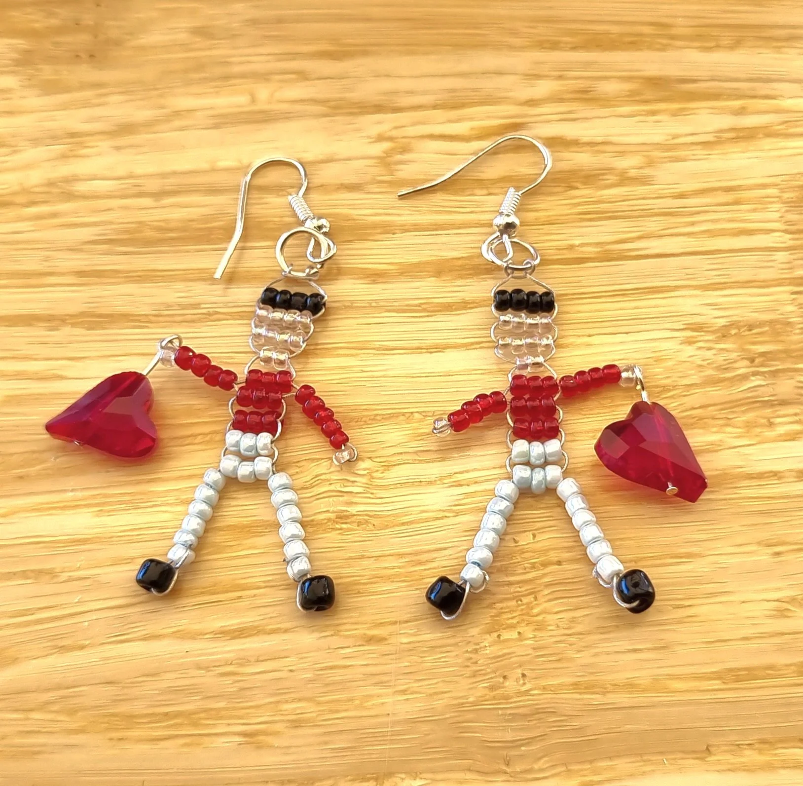 Heart keeper beaded earrings