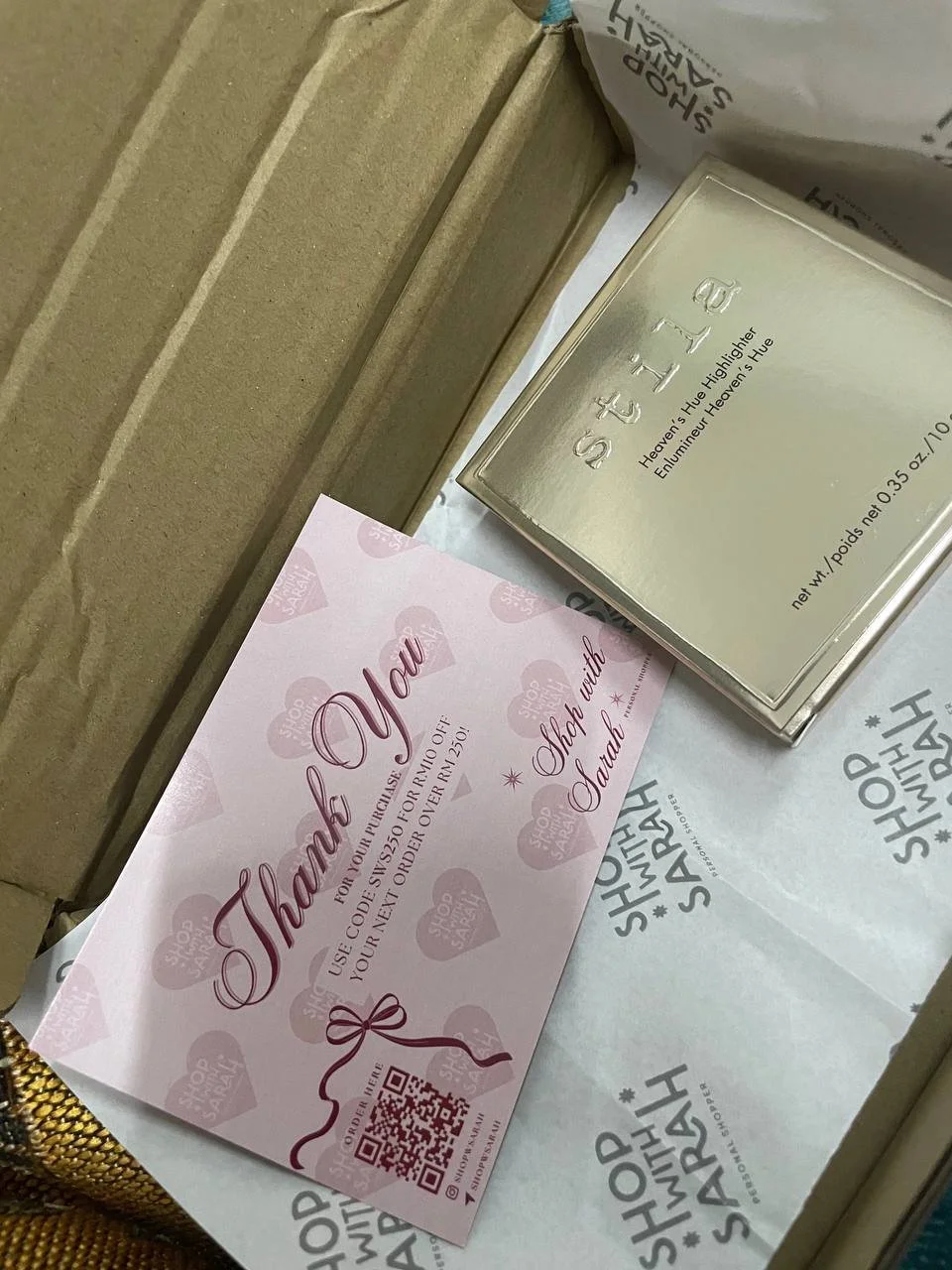 HI sarah! Just wanted to tell you that my parcel have arrived, may took longer than expected but still!! Really appreciate the packaging and yes no pecah or anythingg!! -Siti Nurhidayah