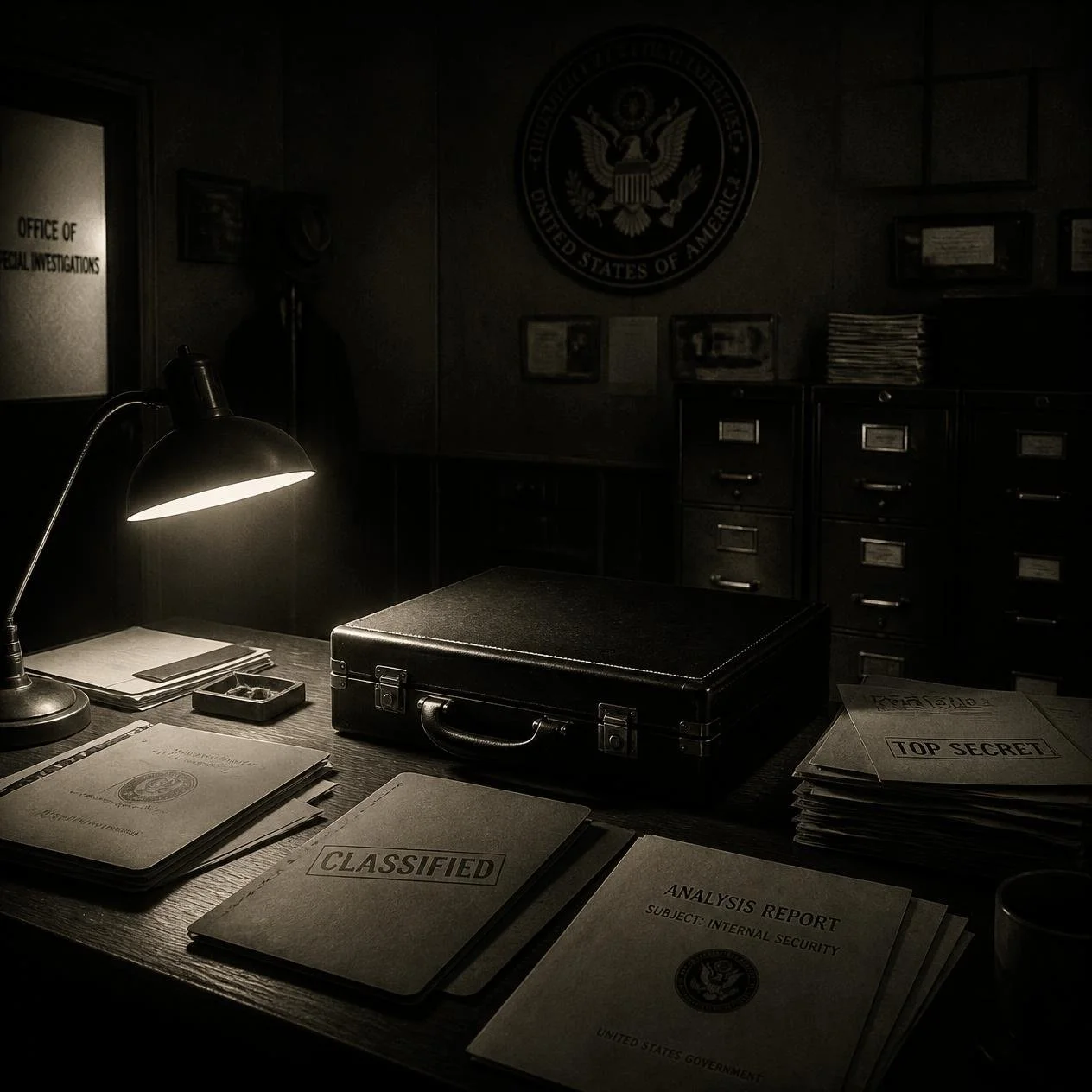 Classified files and anonymous intermediaries reflect how intelligence cut-outs separate foreign sponsors from covert political operations.