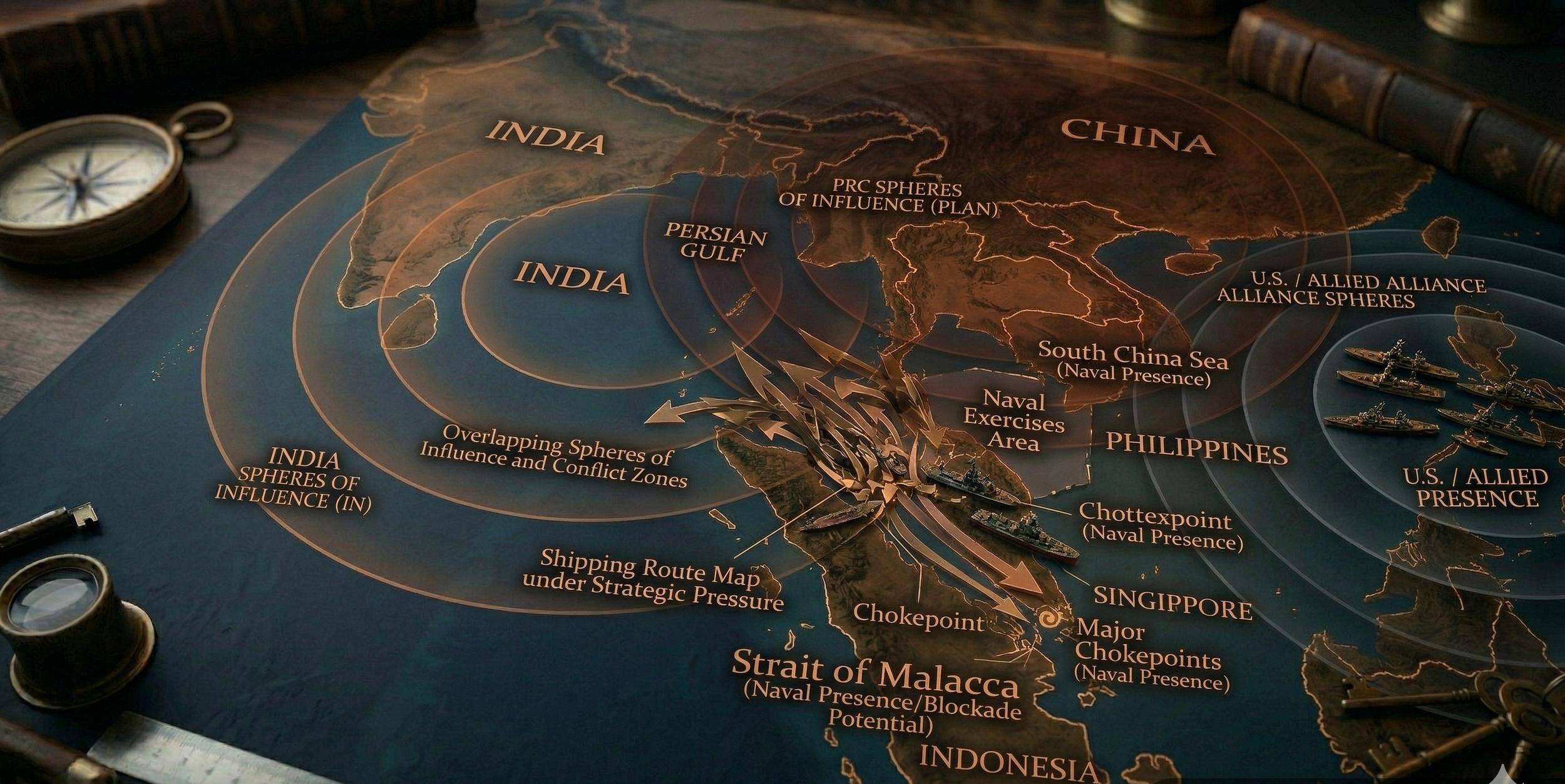 A dark map isolates the world’s major chokepoints, suggesting that global power rests on a few vulnerable routes.