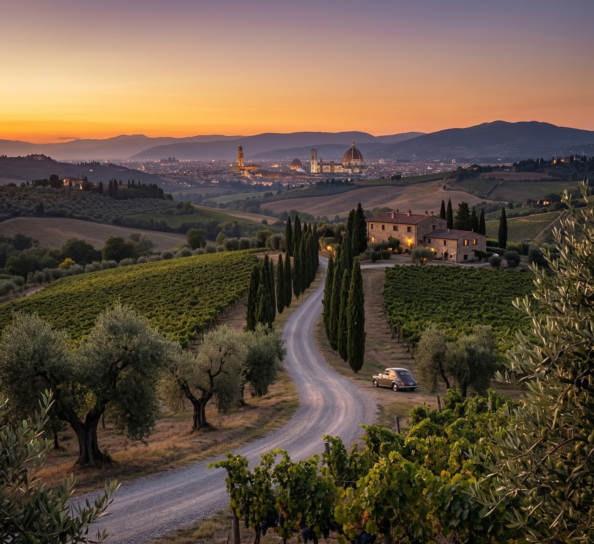Tuscany countryside landscape near Florence where the Monster of Florence murders took place between 1968 and 1985.