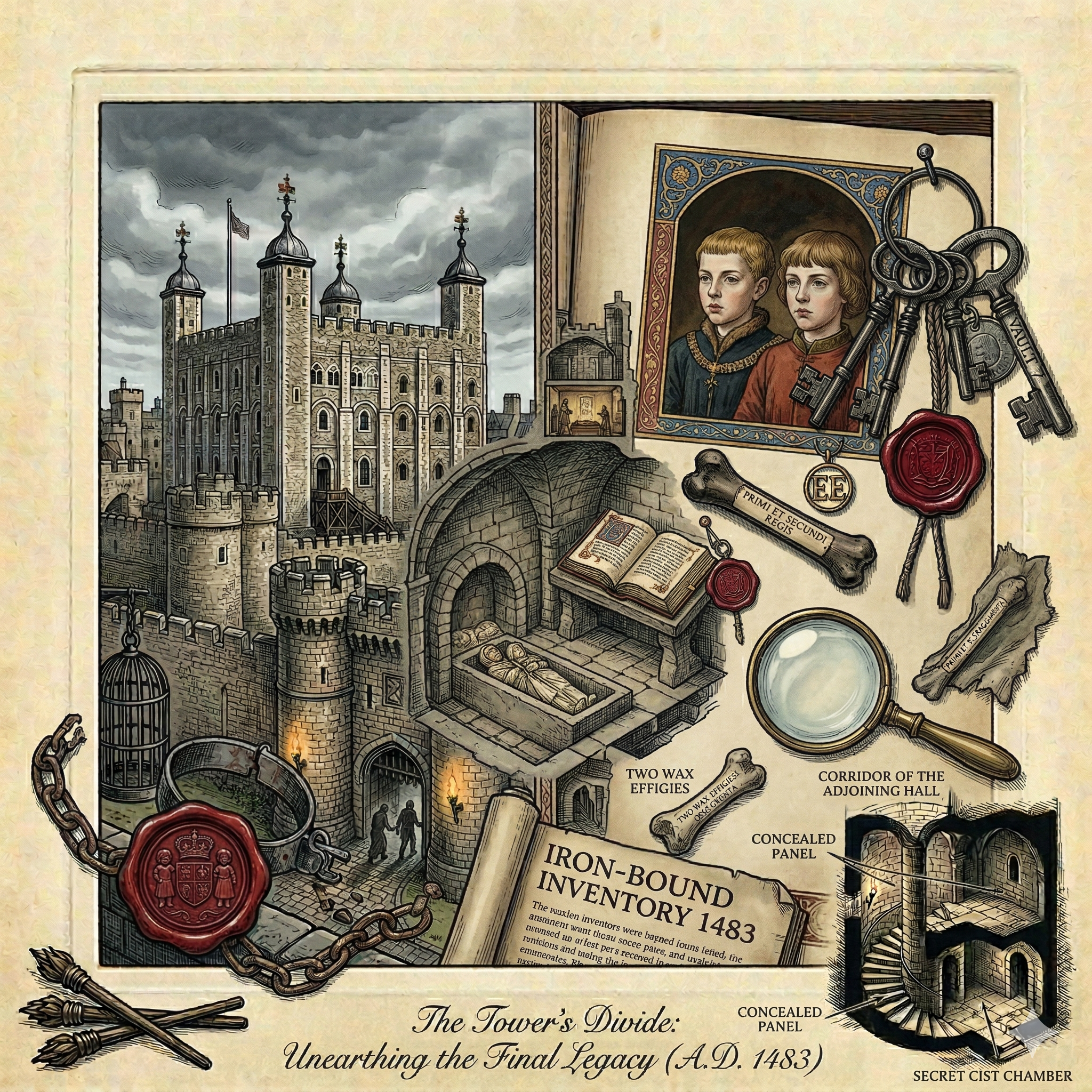 The stone walls of the Tower of London recall the 1674 discovery of remains long thought to belong to the missing princes.