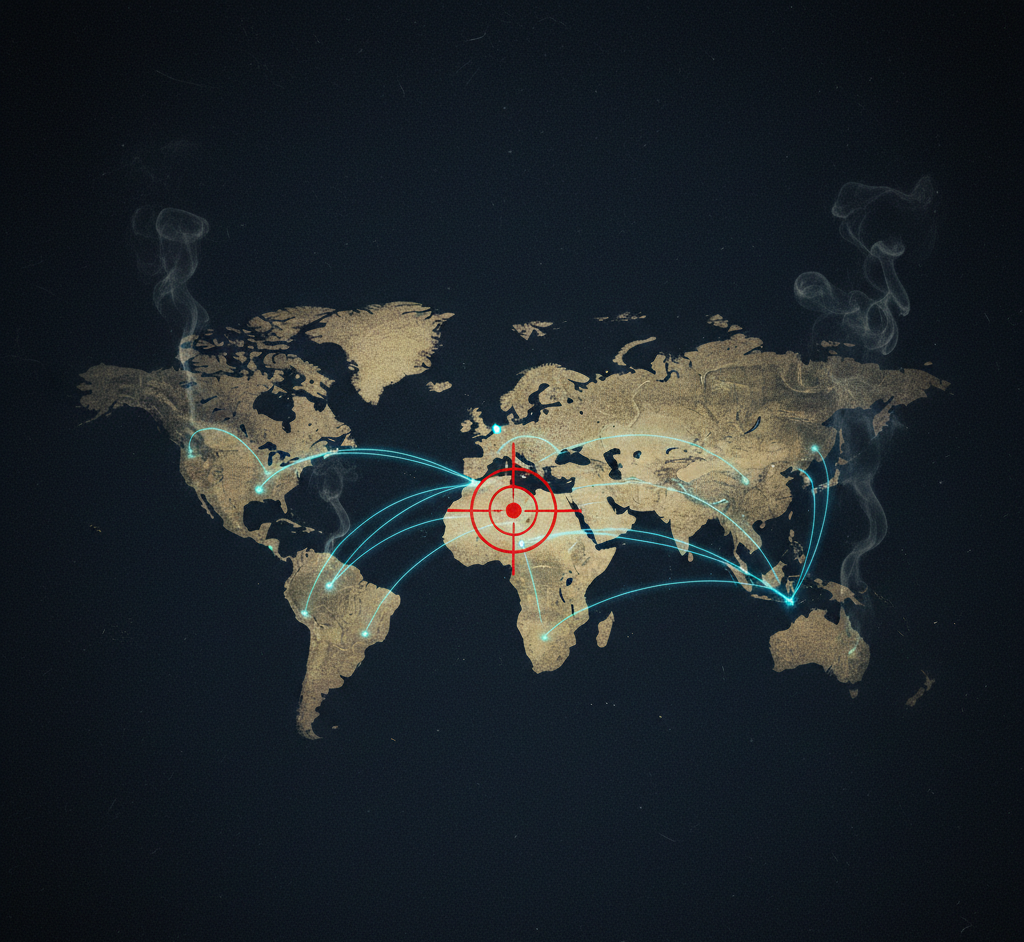 Global map illustrating international drug trafficking networks, smuggling routes, and organized crime connections