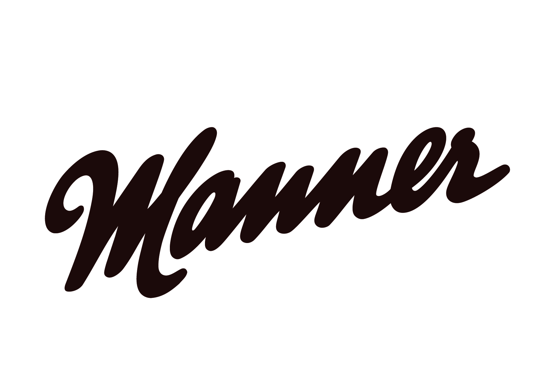 Der Schriftzug 'hämmer' in einer schwarzen, kursiven, handschriftlichen Schrift auf schwarzem Hintergrund.