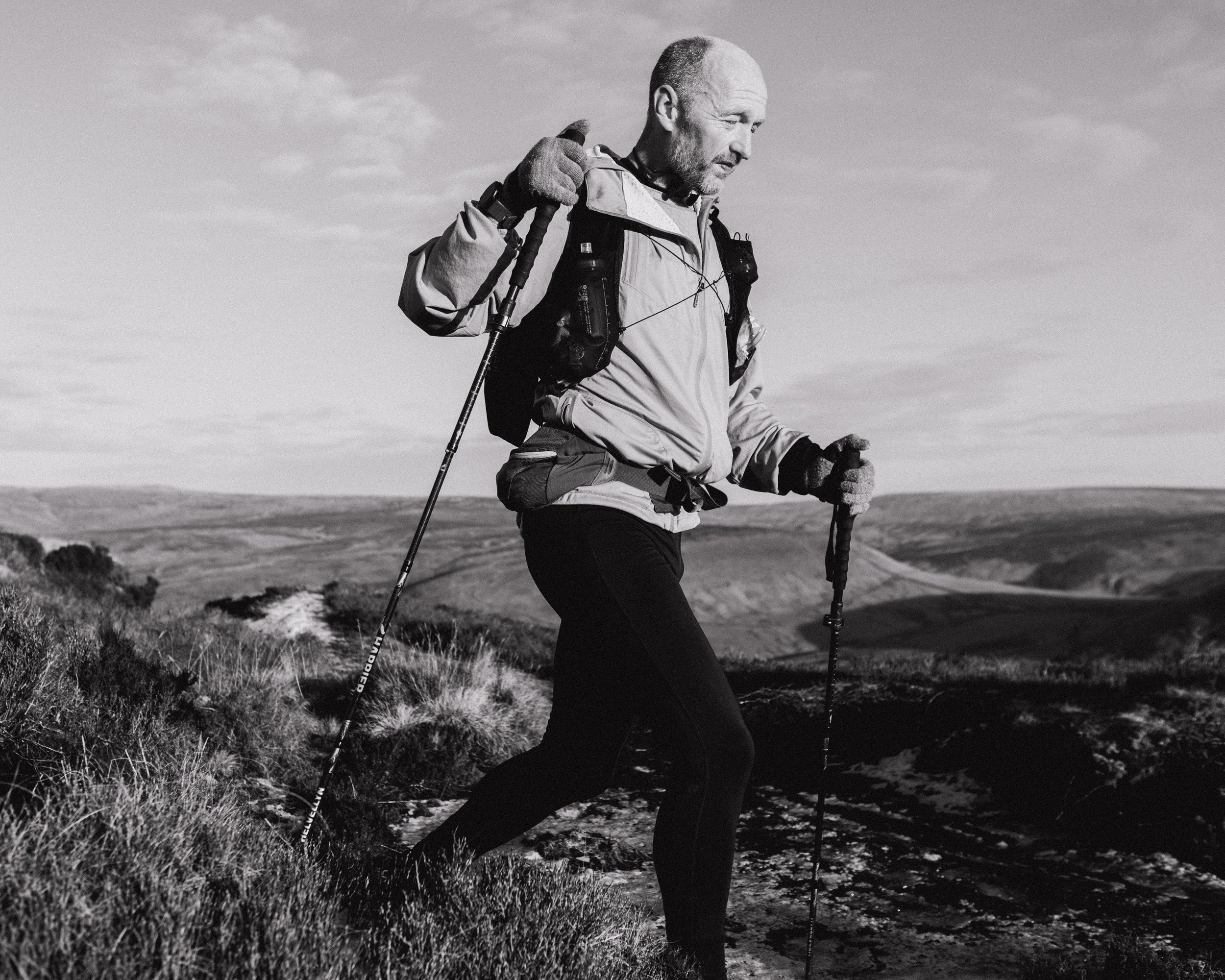 Participant running at the top of Ouster Rake in the 2026 edition of Bowland Ultra.