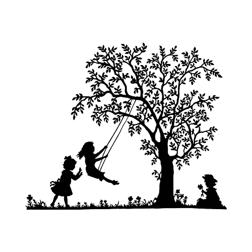 Schwarze Illustration eines Vogels auf einem Ast.