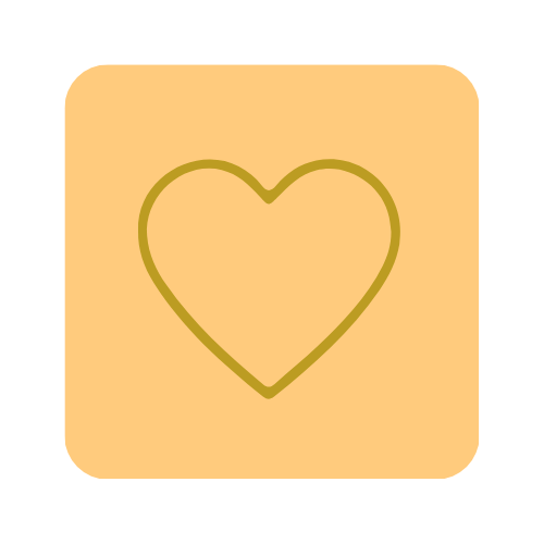 Ein Herz in einem Rahmen auf einem hellgelben Hintergrund.