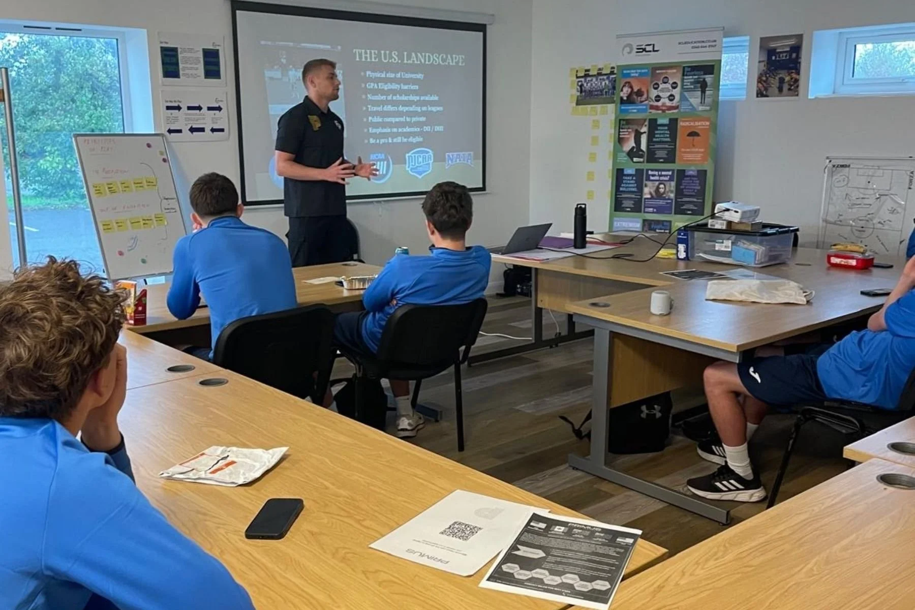 Post 16 students at North Somerset Sports Foundation discovering about alternative footballing careers