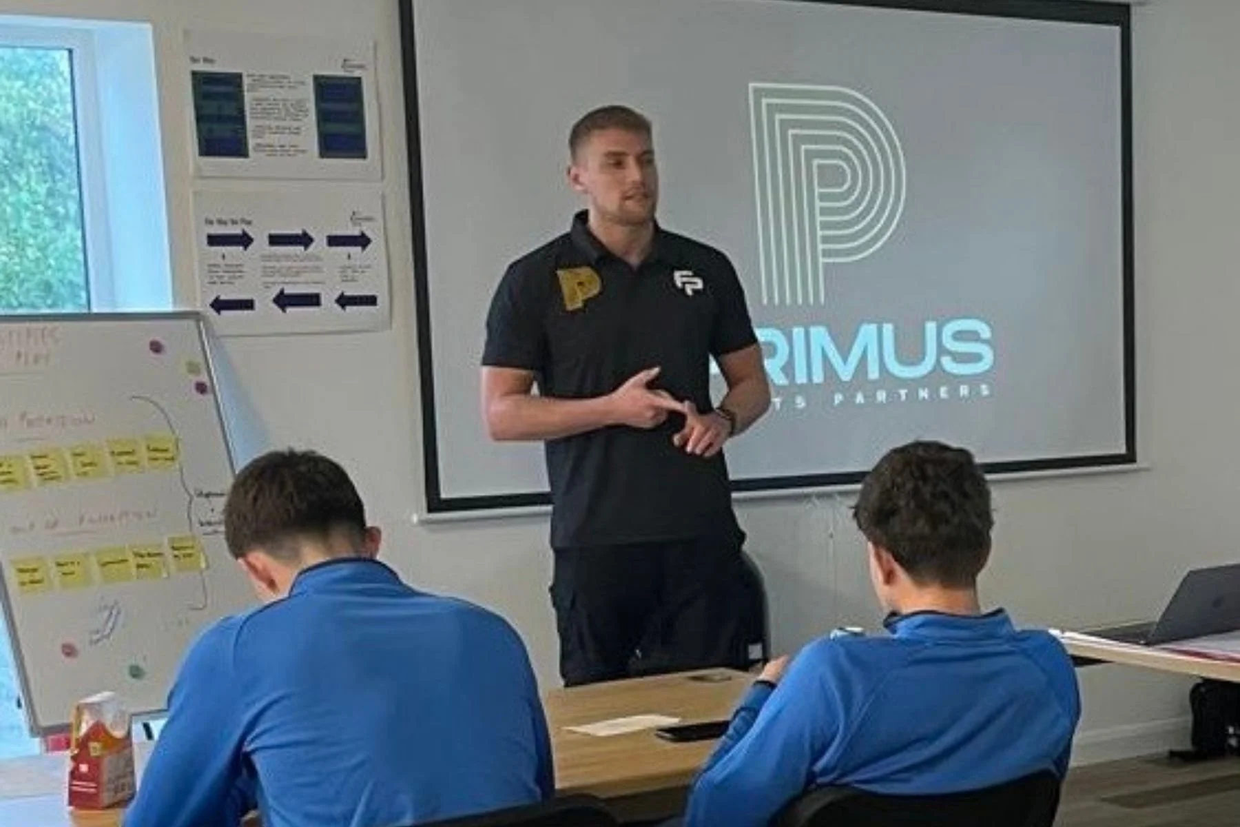 Guest speaker delivering a lesson to North Somerset Sports Foundation P16 students