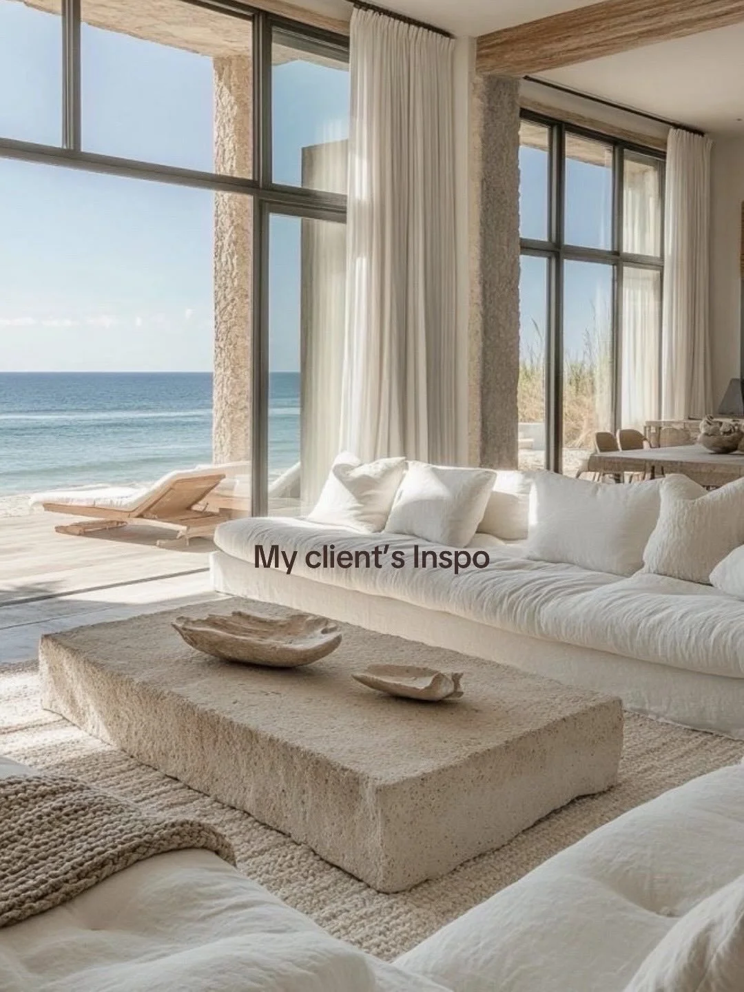 I transformed this space by layering warm neutrals, natural textures, and sculptural pieces to create that effortless Mediterranean modern feel. Think linen tones, travertine, light wood, and organic shapes that make the room feel calm but still desi