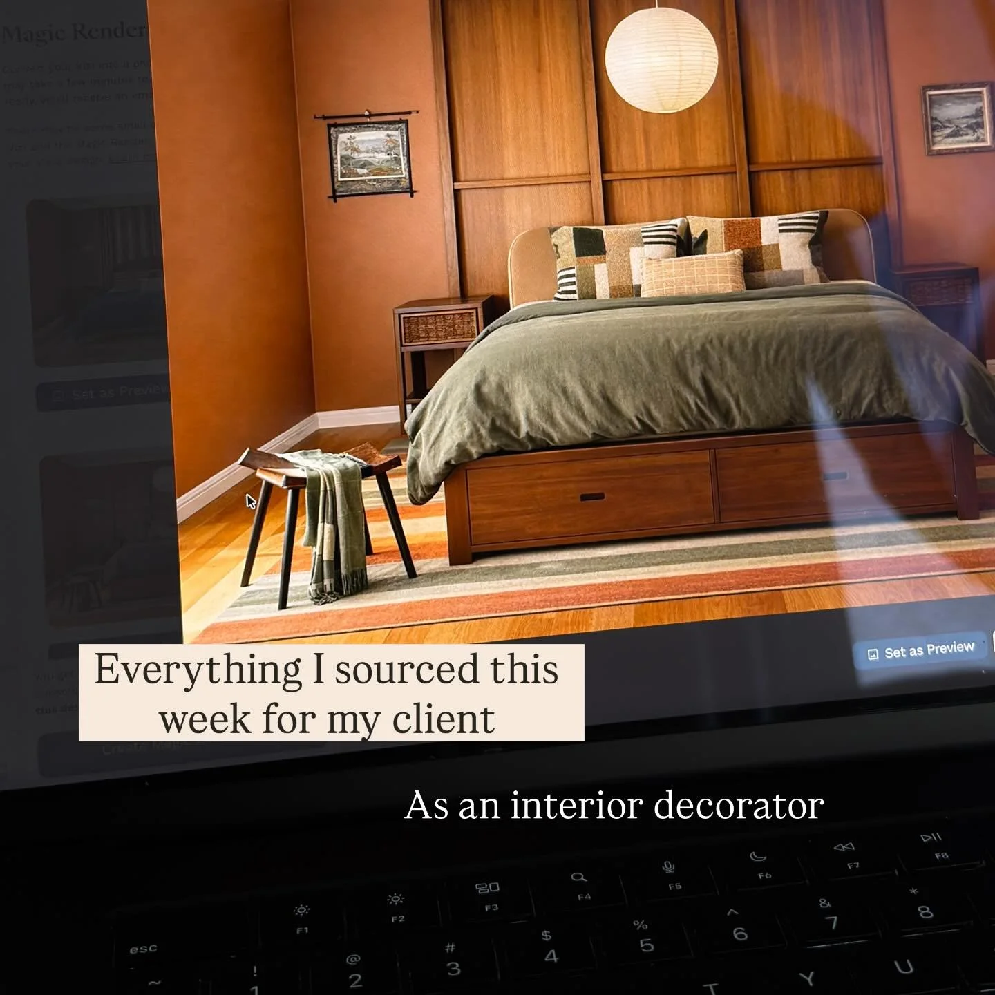 Everything I sourced for my client this week as an interior decorator in LA&hellip; and yes, it&rsquo;s all vintage + secondhand 🤭

From a 3-piece burl wood bedroom set ($300??), Noguchi-style coffee table, Cleo Baldon chrome chairs, vintage rattan 