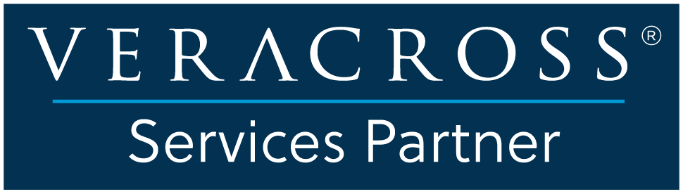 Veracruz Services Partner logo on a dark blue background with white text.