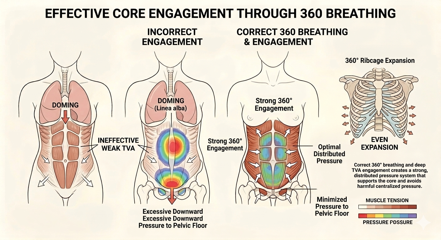 The Core "Canister": Why 360° breathing is the secret to postnatal strength