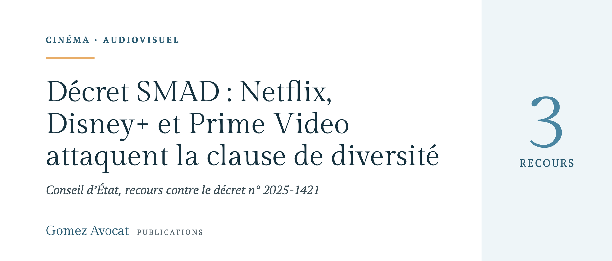 Décret SMAD : Netflix, Disney+ et Prime Video attaquent la clause de diversité devant le Conseil d’État
