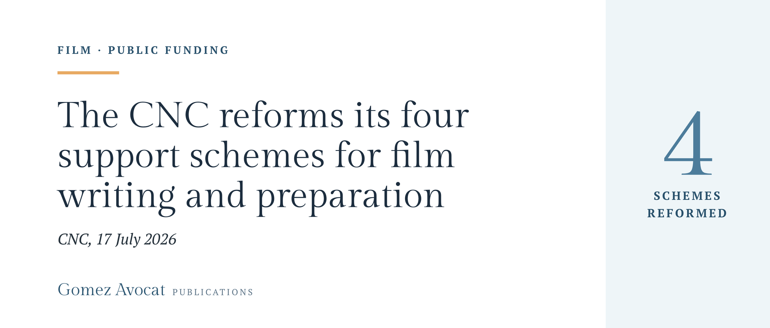 The CNC reforms its four support schemes for film writing and preparation