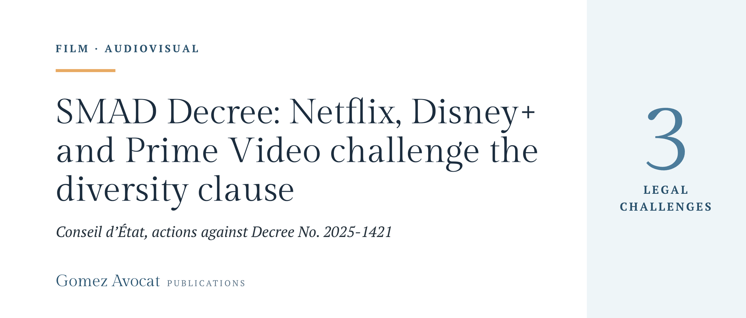 SMAD Decree: Netflix, Disney+ and Prime Video challenge the diversity clause before the Conseil d’État
