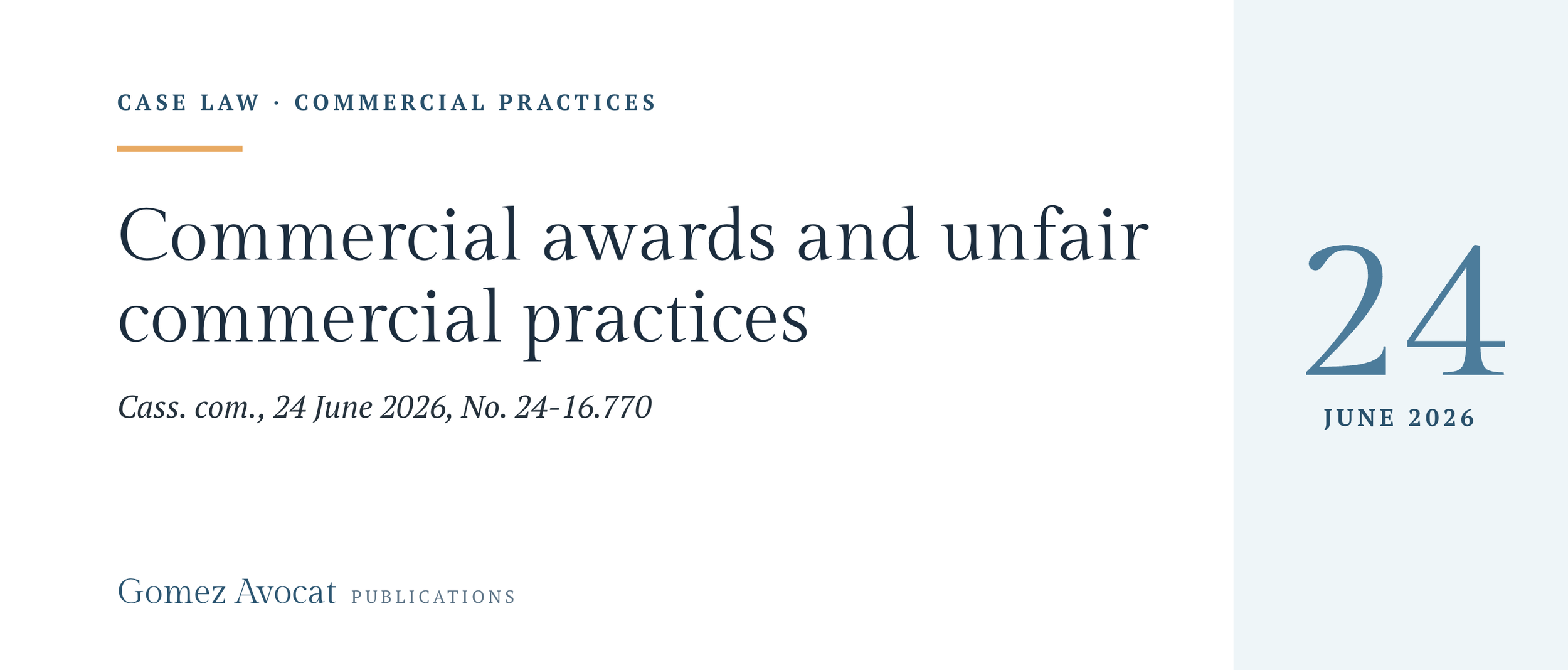 Commercial awards and unfair commercial practices