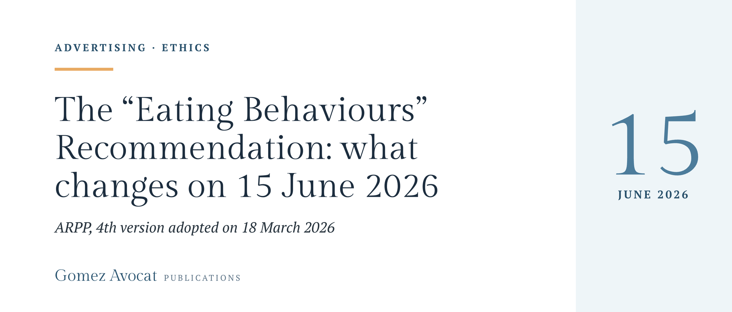 The ARPP’s “Eating Behaviours” Recommendation (4th version): what changes on 15 June 2026