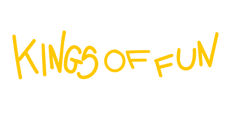 Texto en letras amarillas que dice 'KINGS OF FUN' en un fondo negro.