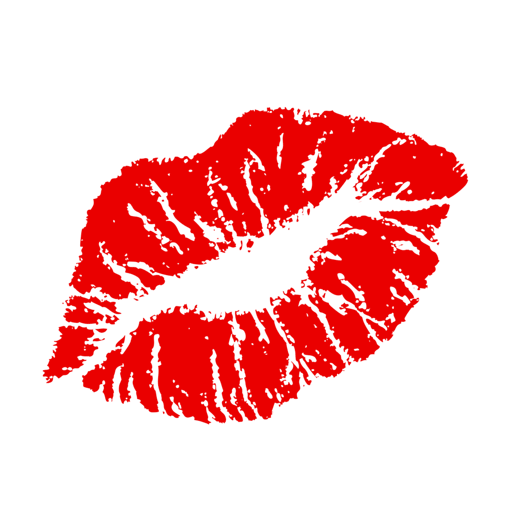 Labios rojos en forma de beso en fondo negro