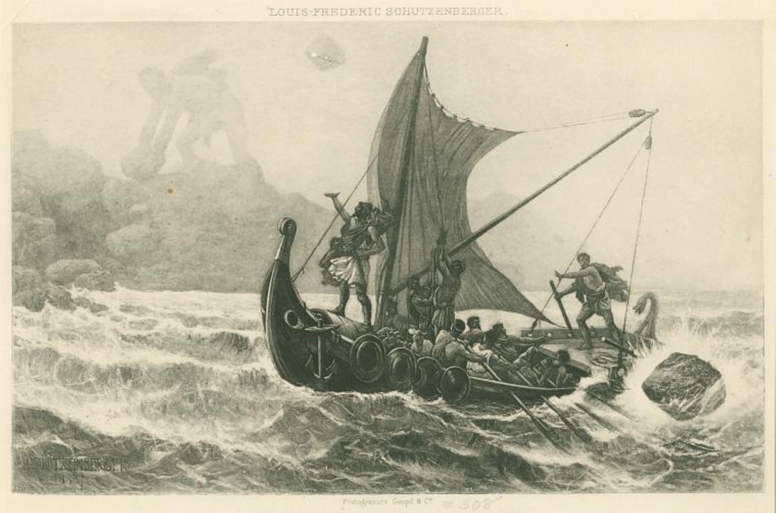 Odysseus und Polyphem, Buchillustrationen, Bilder aus dem Internetarchiv, Boston Public Library 1907