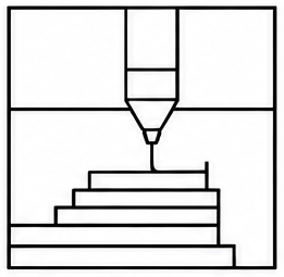 Geometric drawing of an outline square with sections divided by vertical, horizontal, and diagonal lines.