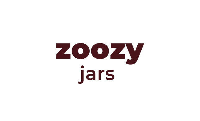 Logo mit dem Text 'Zoozy jars' in roter Schrift auf schwarzem Hintergrund.