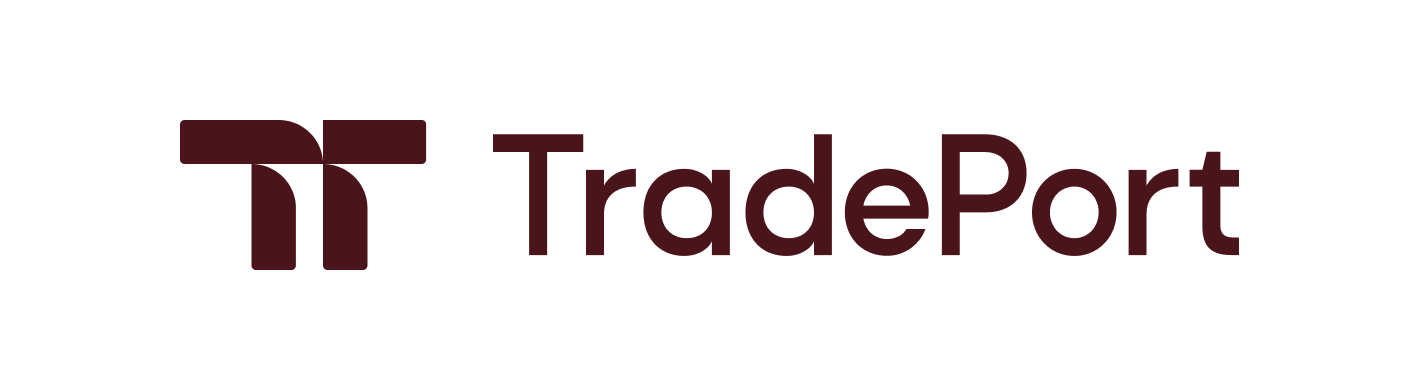 Das Bild zeigt das Logo von TradePort, bestehend aus einem stilisierten T und dem Schriftzug 'TradePort'.