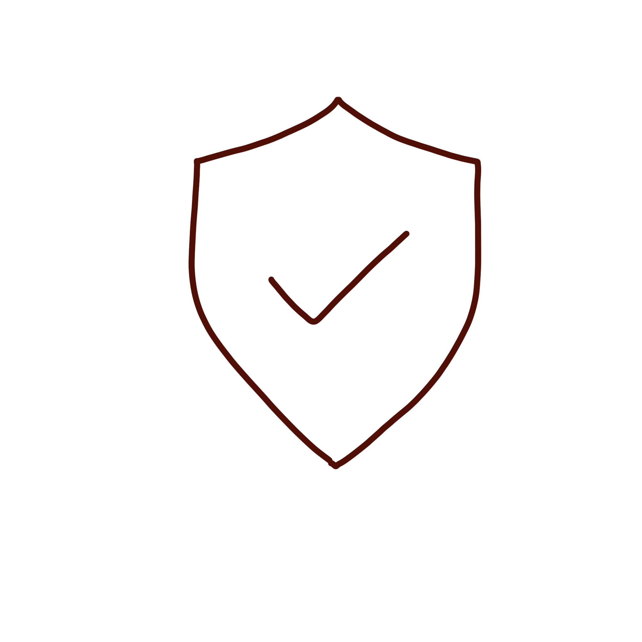 Un dessin simplifié d'un bâtiment avec un toit en pente, représenté en traits bruns sur un fond noir.