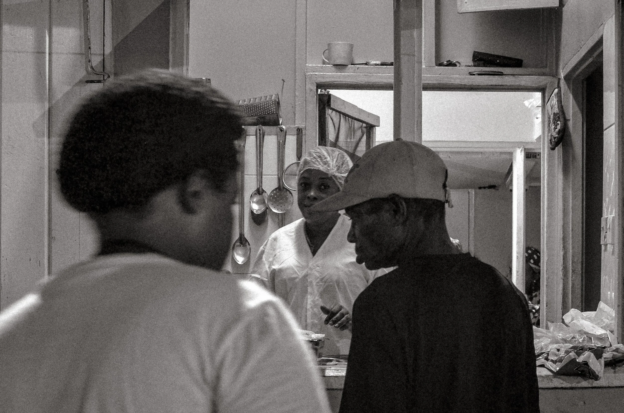 Behind the counter as the evening service continues