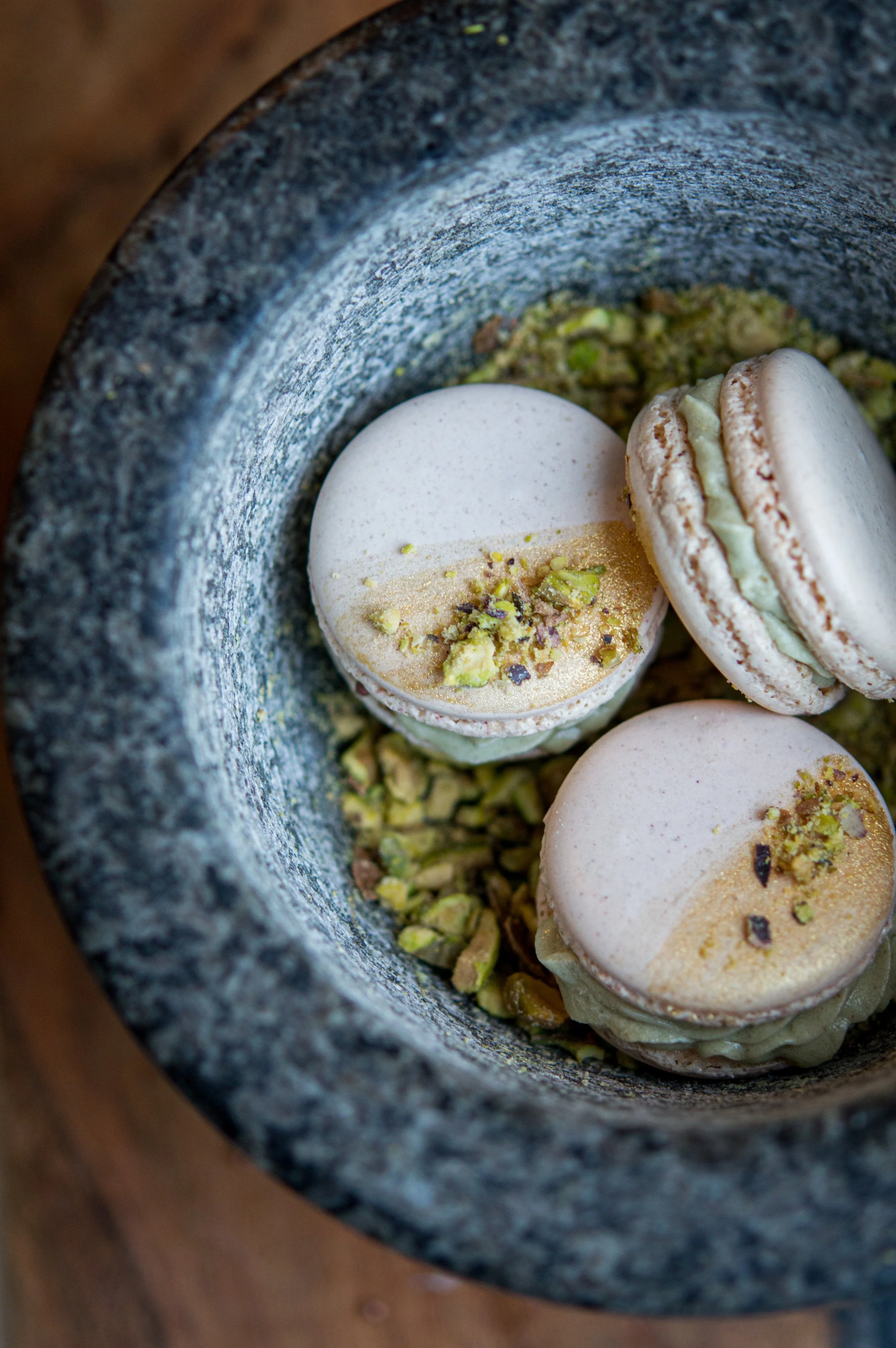 White Chocolate with Matcha Macarons