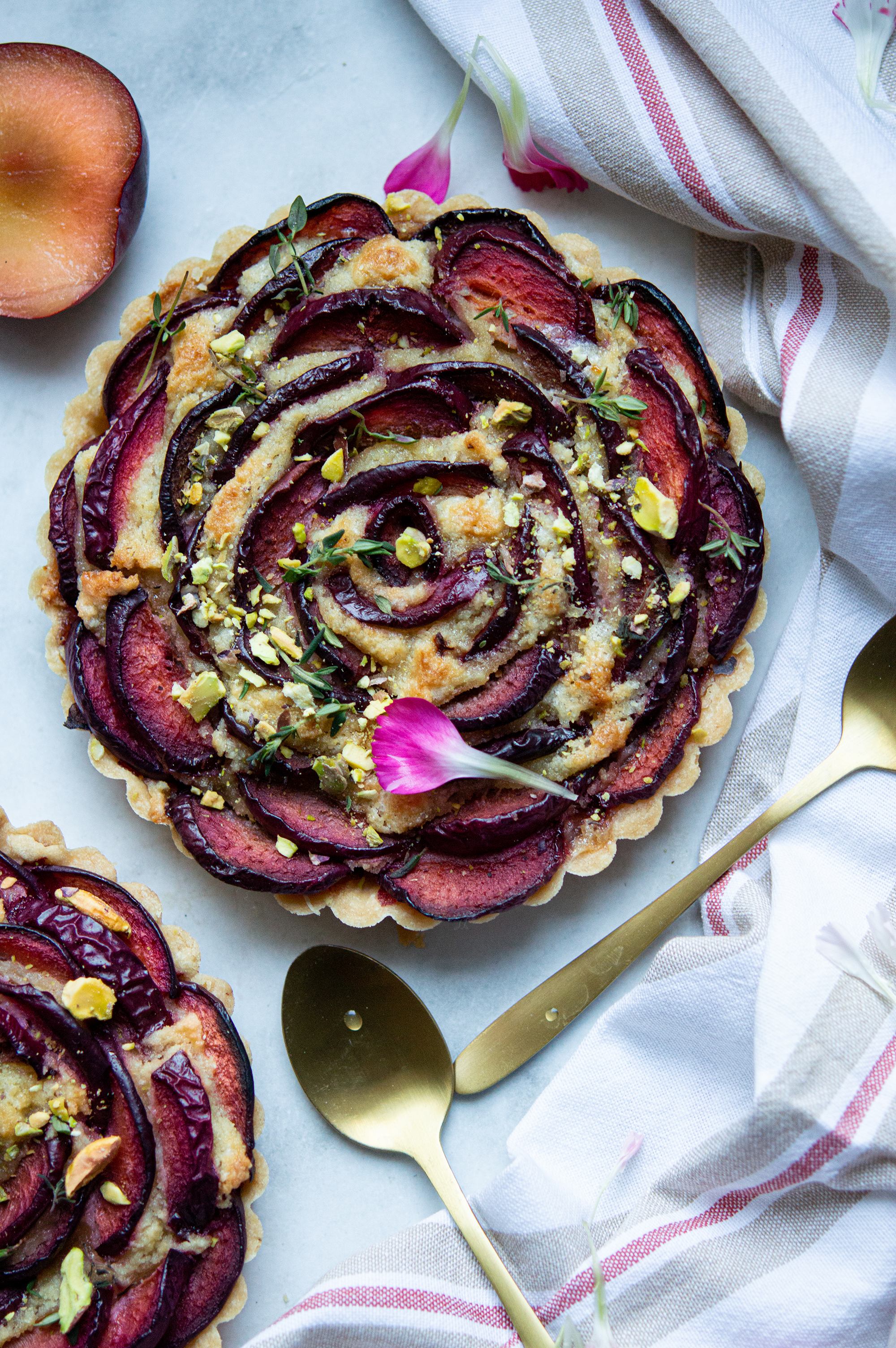 Plum Pistachio Frangipani Tart