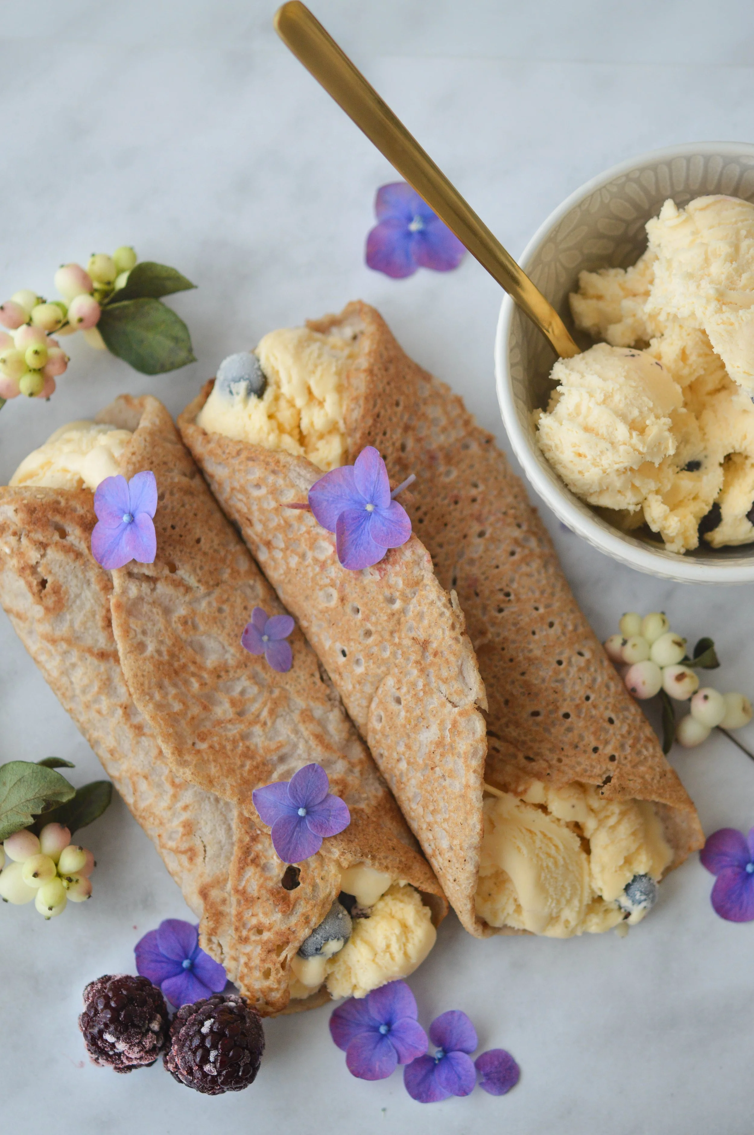Buckwheat Pancakes with French Ice Cream