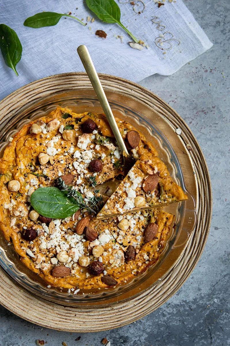 Sweet Potato, Spinach and Feta Quiche