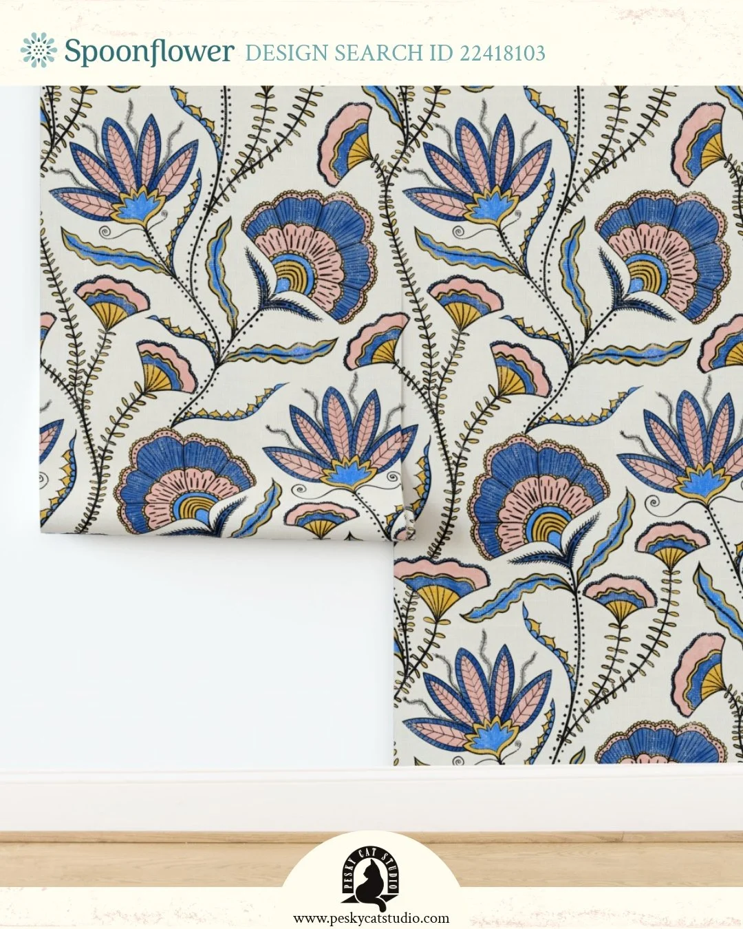 With Chintz gaining on popularity and being visible everywhere from wallpapers, to bedding and clothing, it's definitely here to stay. No wonder @spoonflower announced Chintz Revival as their newest challenge and I am here for it!
I'm giving you beau
